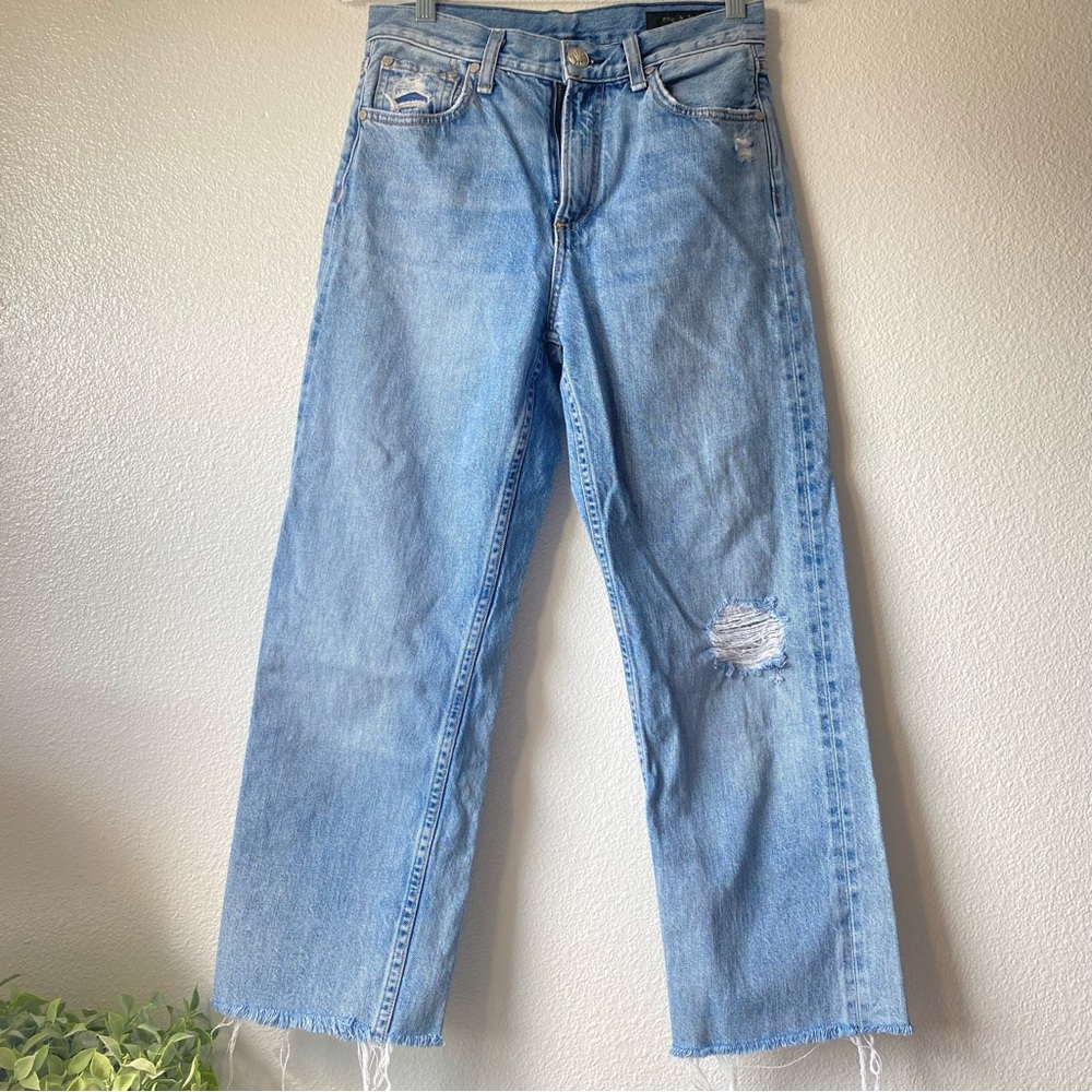 Rag & Bone Straight Leg Ankle Distressed High Waisted Quincy Jeans Womens 26